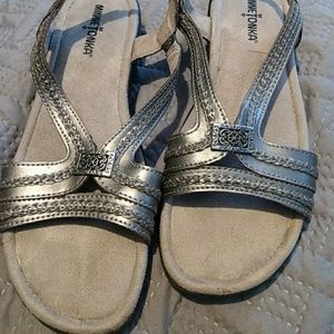 Minnetonka silver sandals